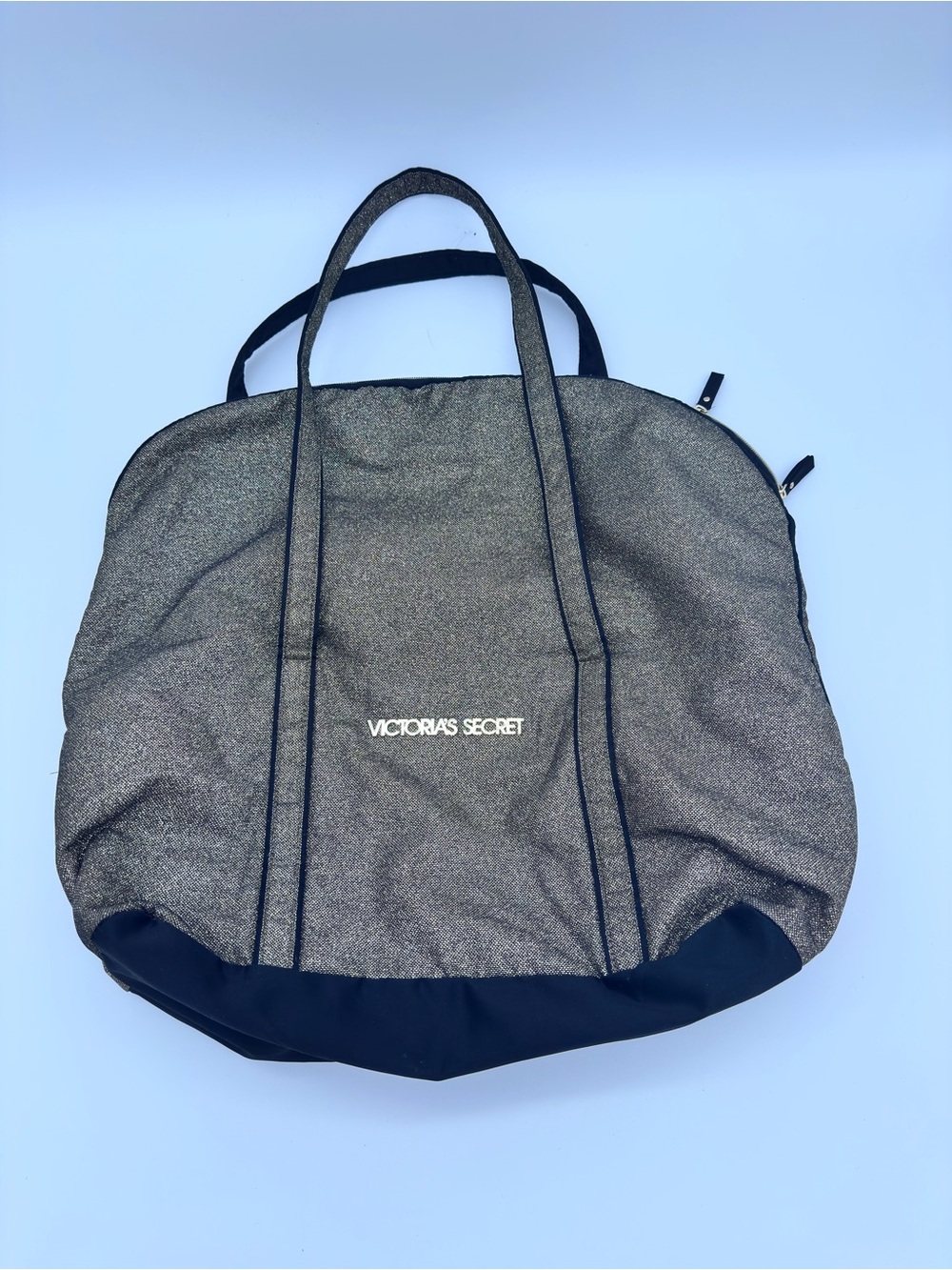 Victoria’s Secret XL Gold Black Glitter Weekender Tote Bag